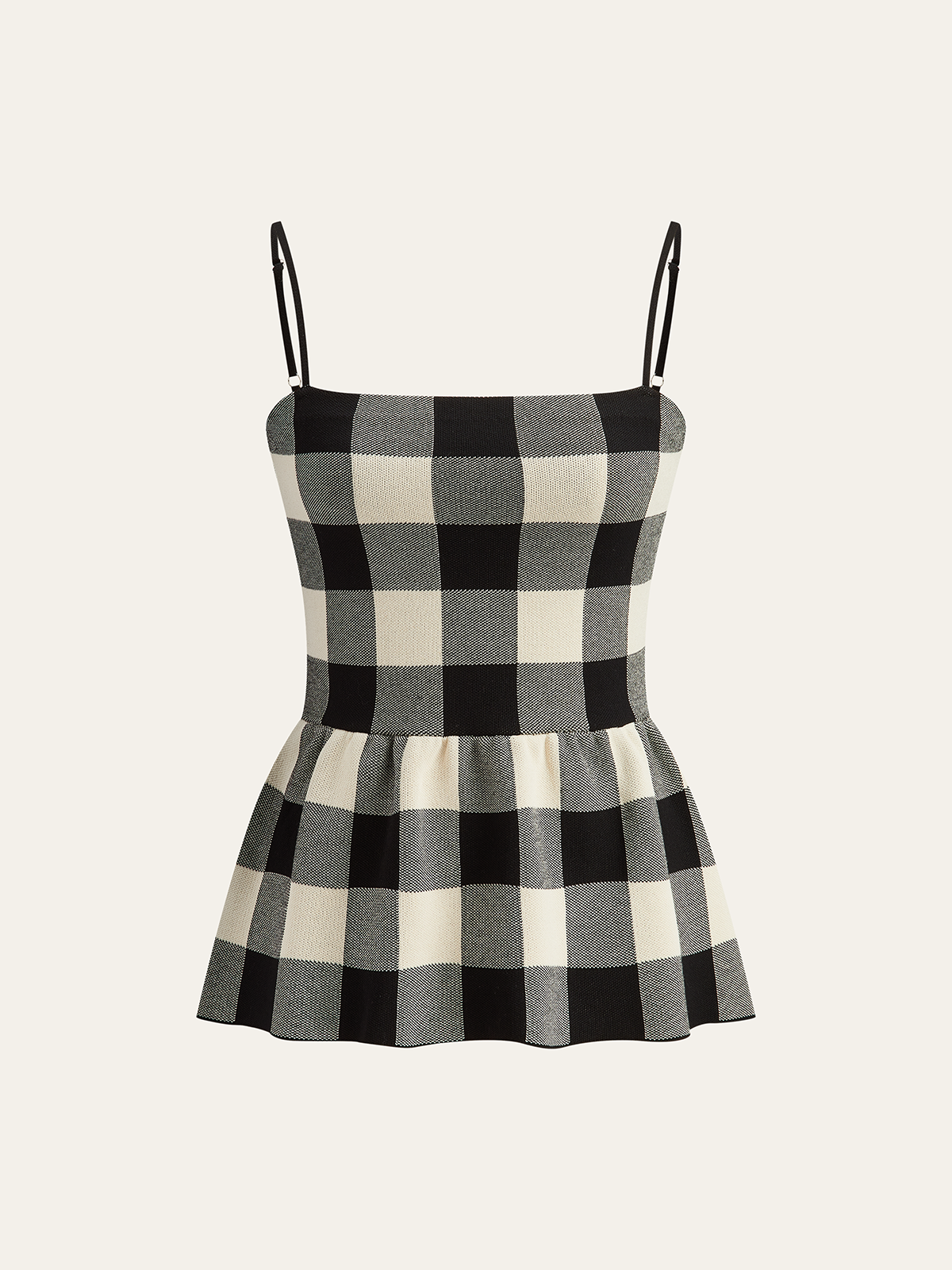 Checkered Cami Peplum Top and Skirt Set-Chicvia