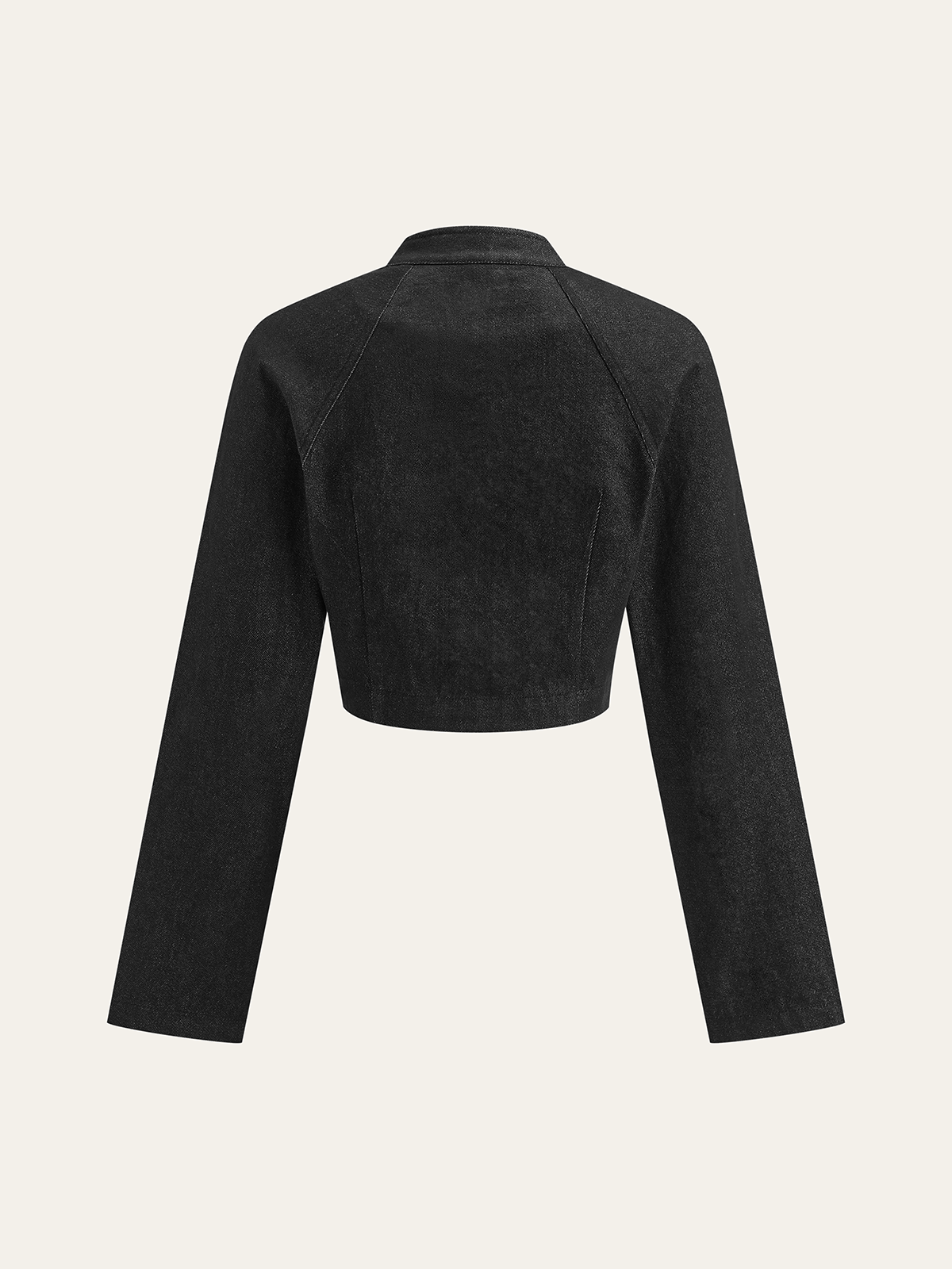 Metal Detail Cropped Denim Jacket-Chicvia