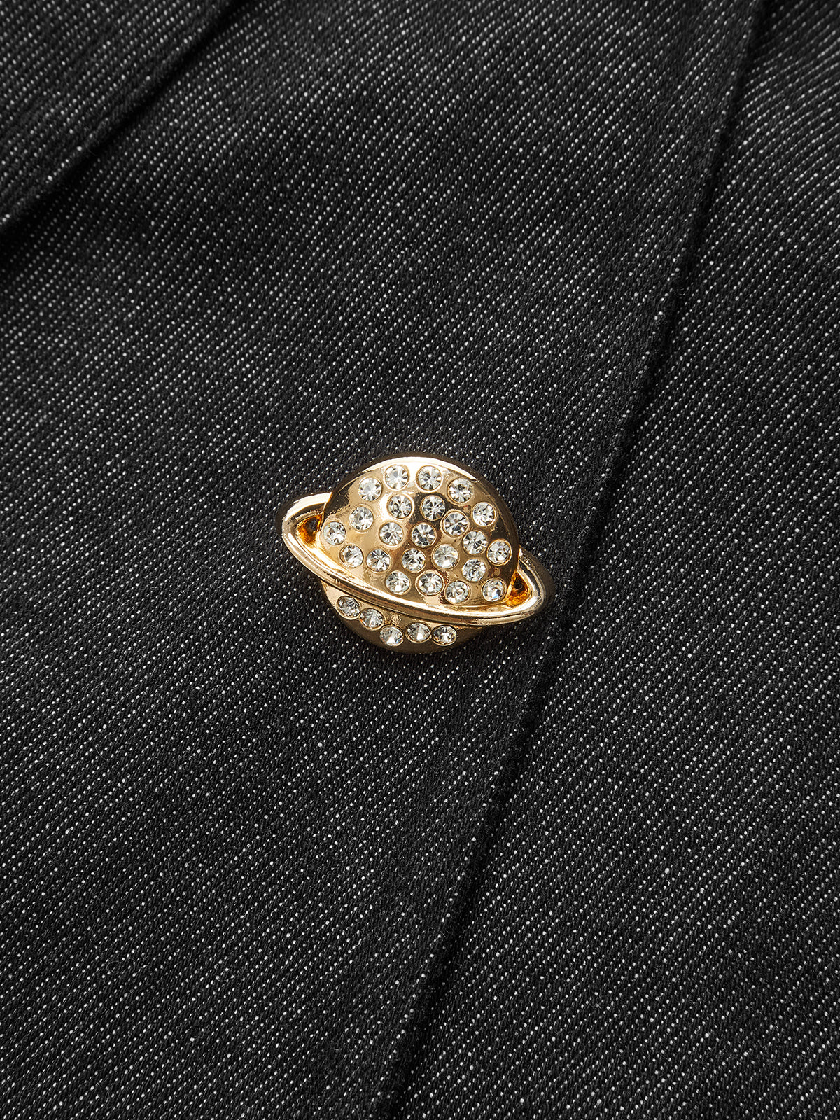 Metal Detail Cropped Denim Jacket-Chicvia