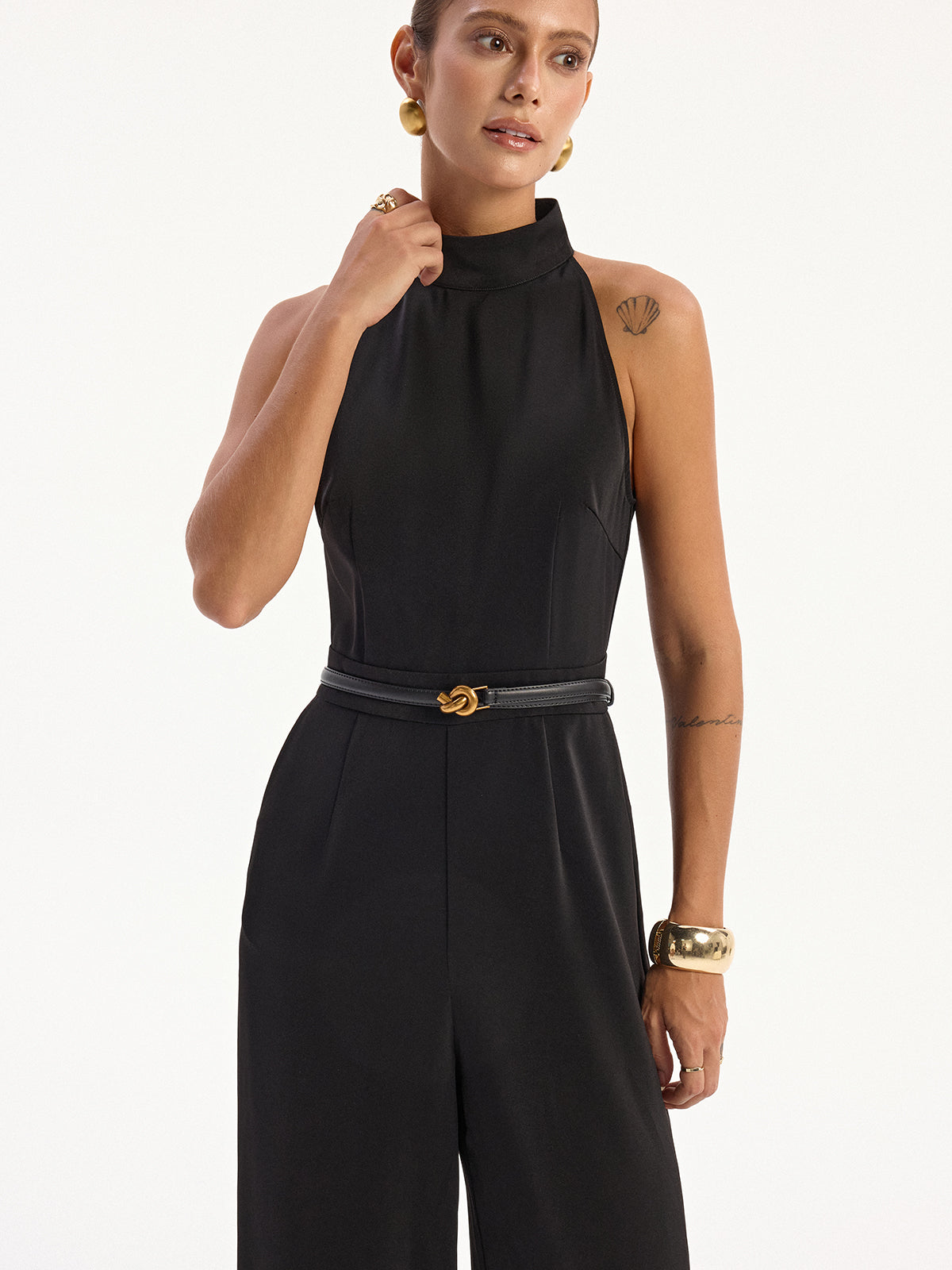 Leather Twist Buckle Belt-Chicvia