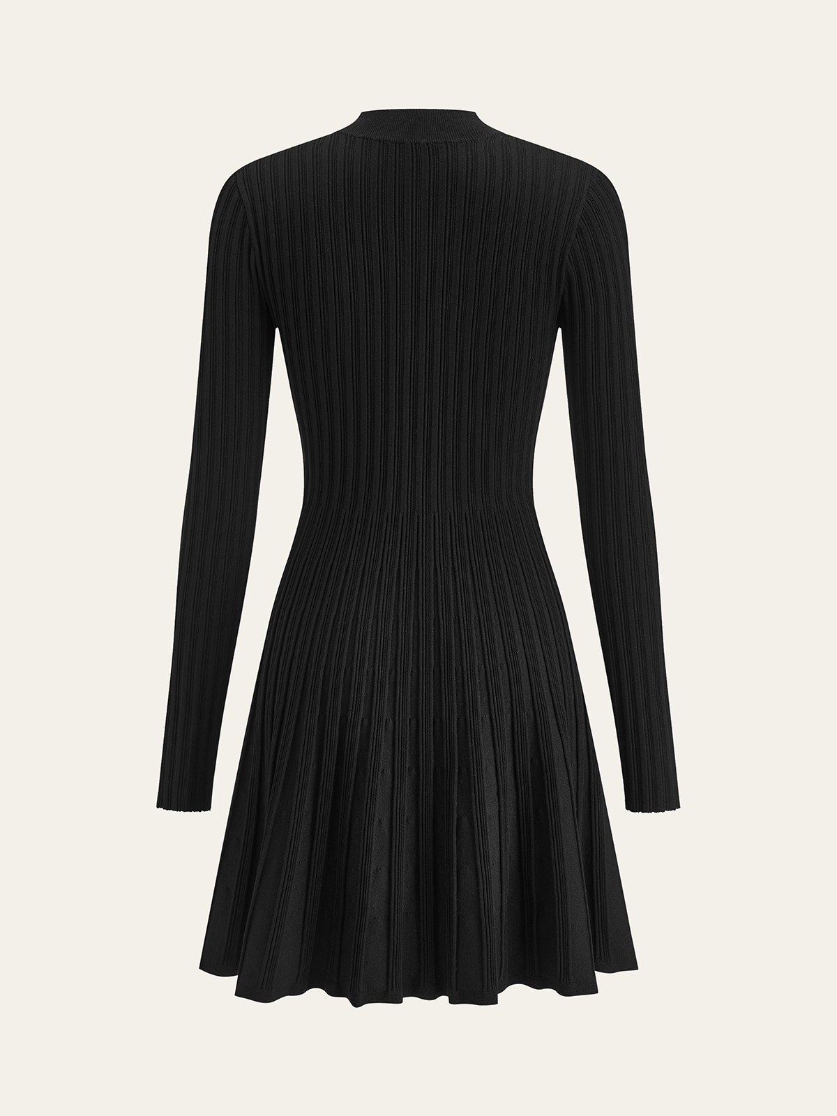 Mock Neck Flared Sweater Dress-Chicvia