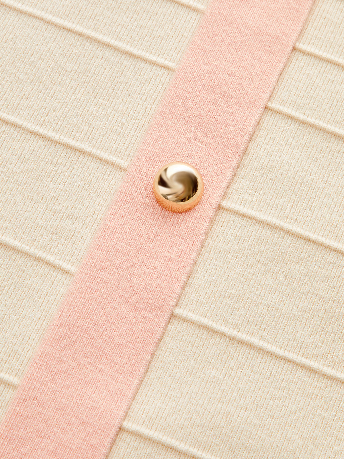 Color-Block Knit Midi Dress with Decor Button-Chicvia