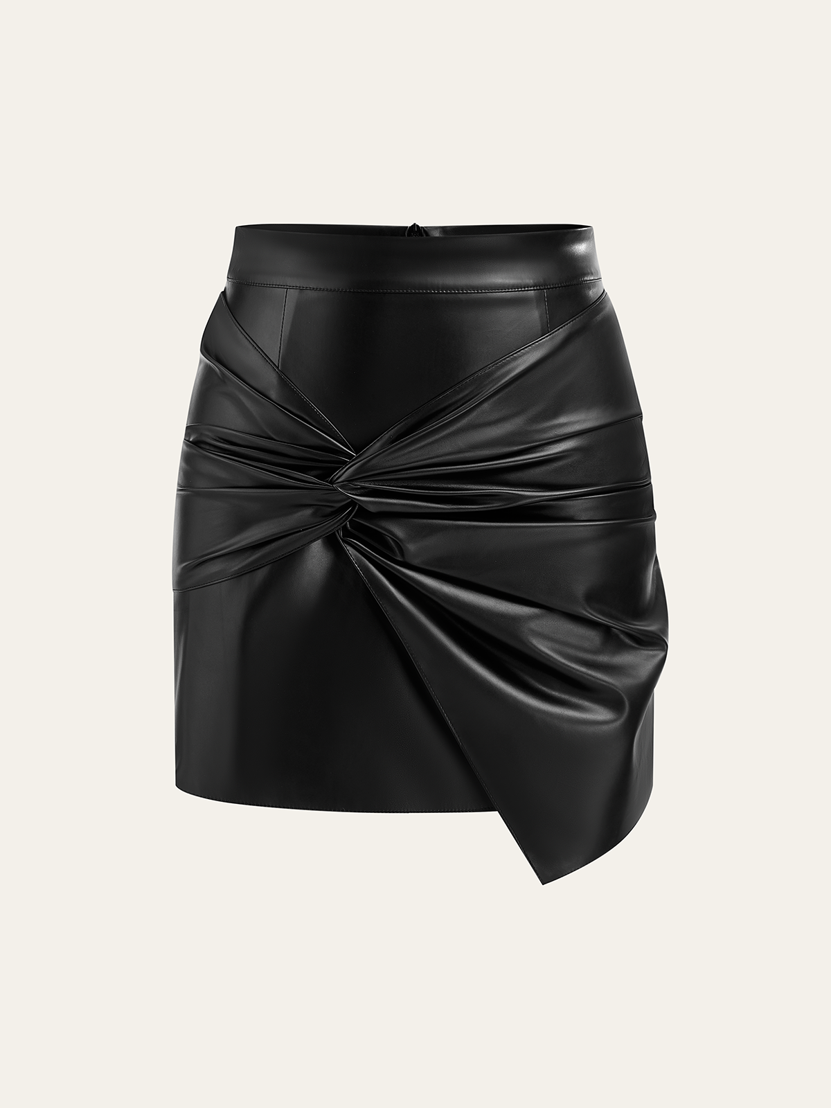 Faux Leather Twist Mini Skirt-Chicvia