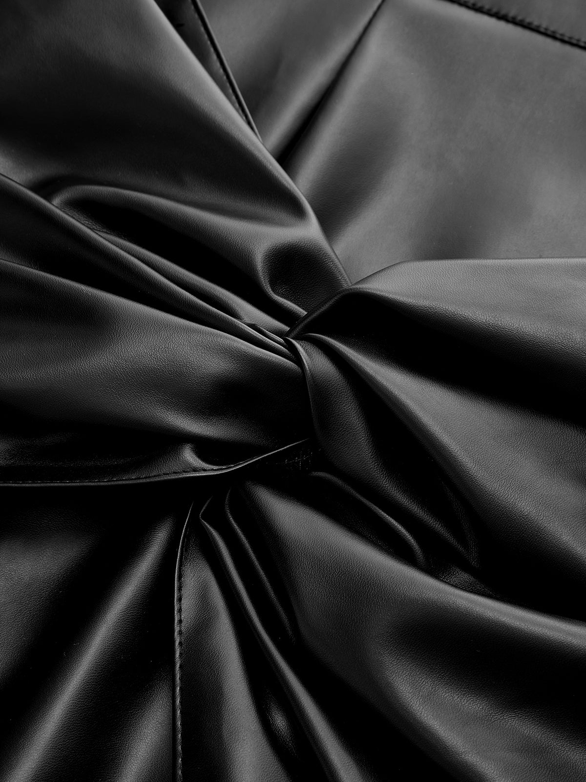 Faux Leather Twist Mini Skirt-Chicvia