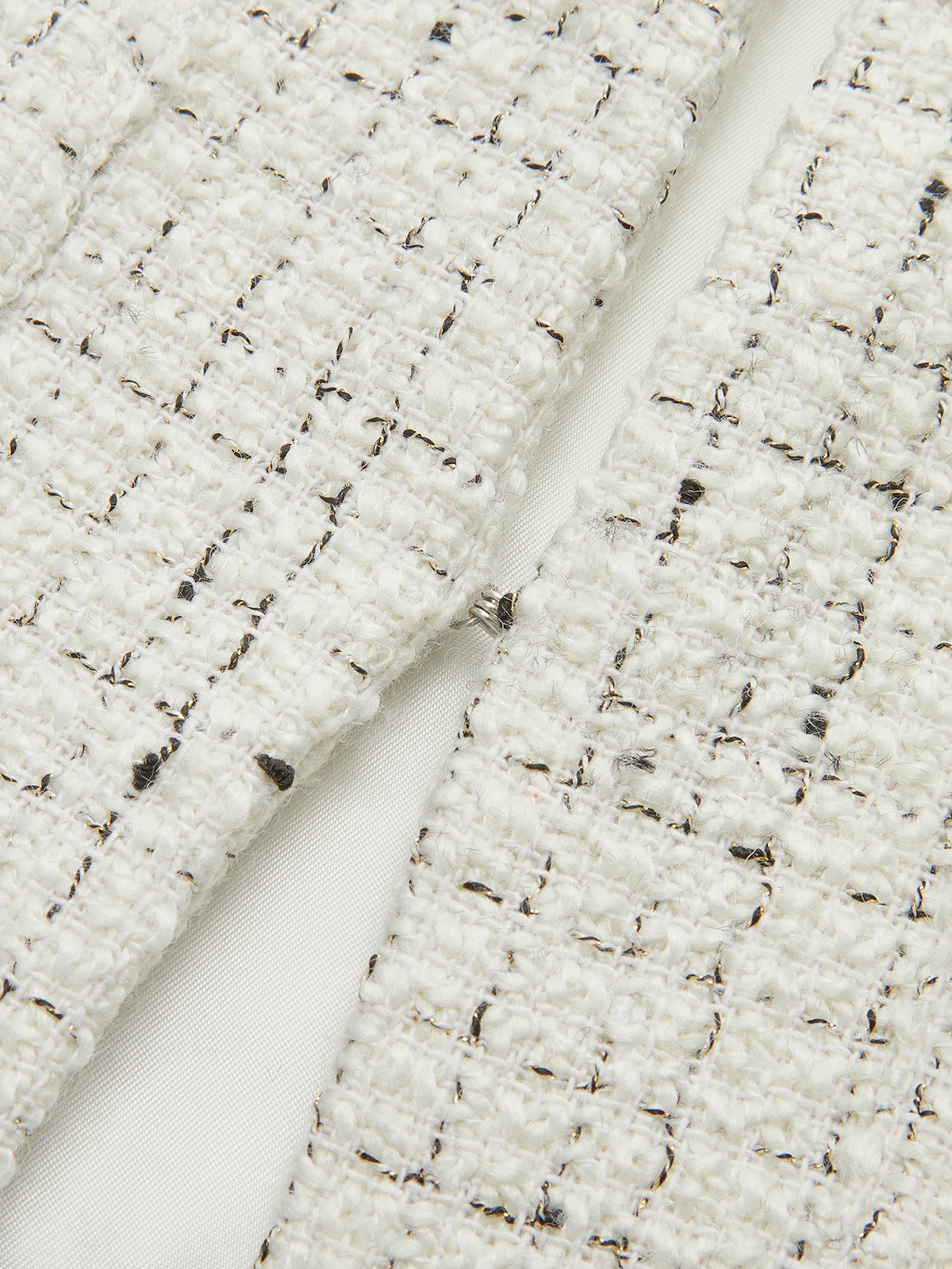 Metal Detail Knot Button Tweed Jacket-Chicvia