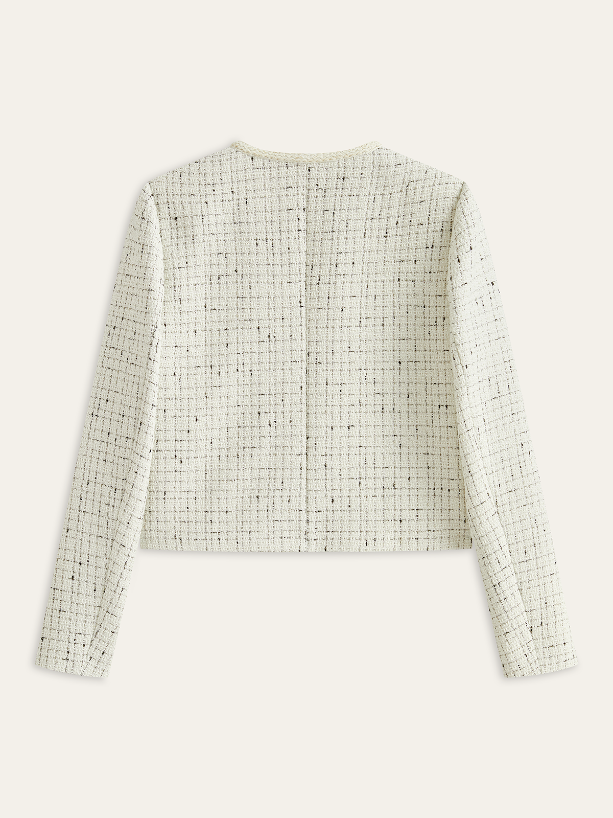 Metal Detail Knot Button Tweed Jacket-Chicvia