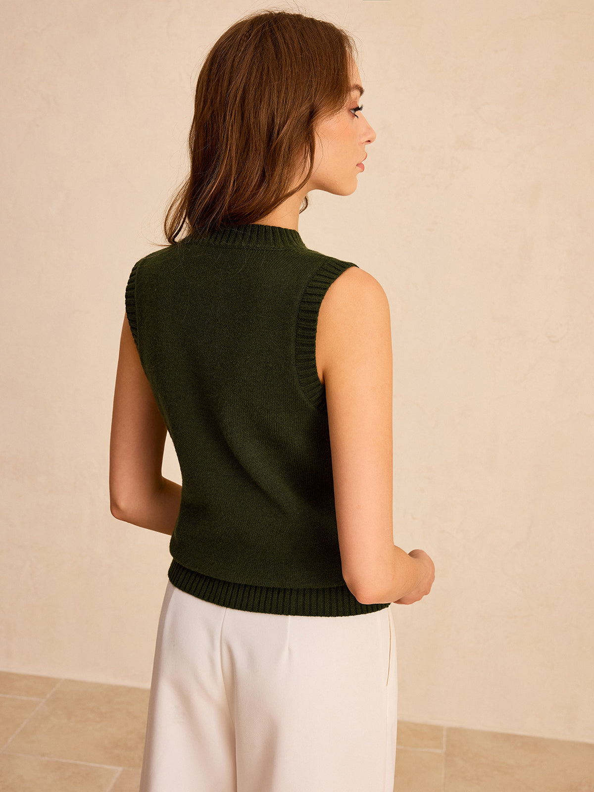 Metal Button Knit Vest-Chicvia