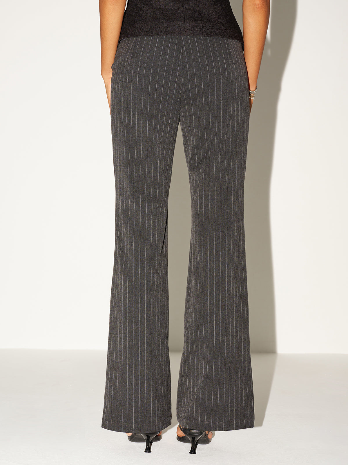Pinstripe Low-Waist Pants-Chicvia