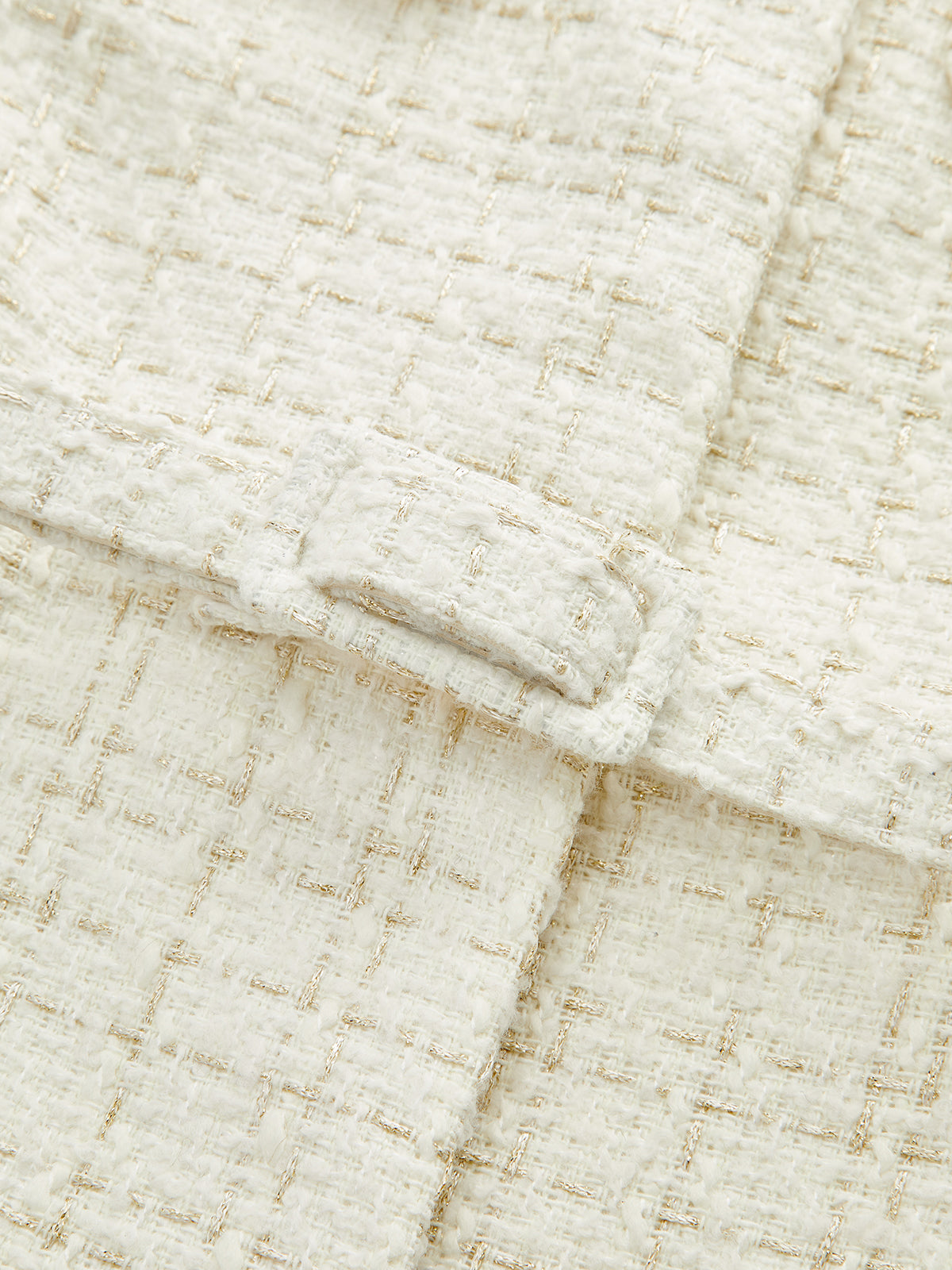 Metal Button Tweed Belted Blazer-Chicvia