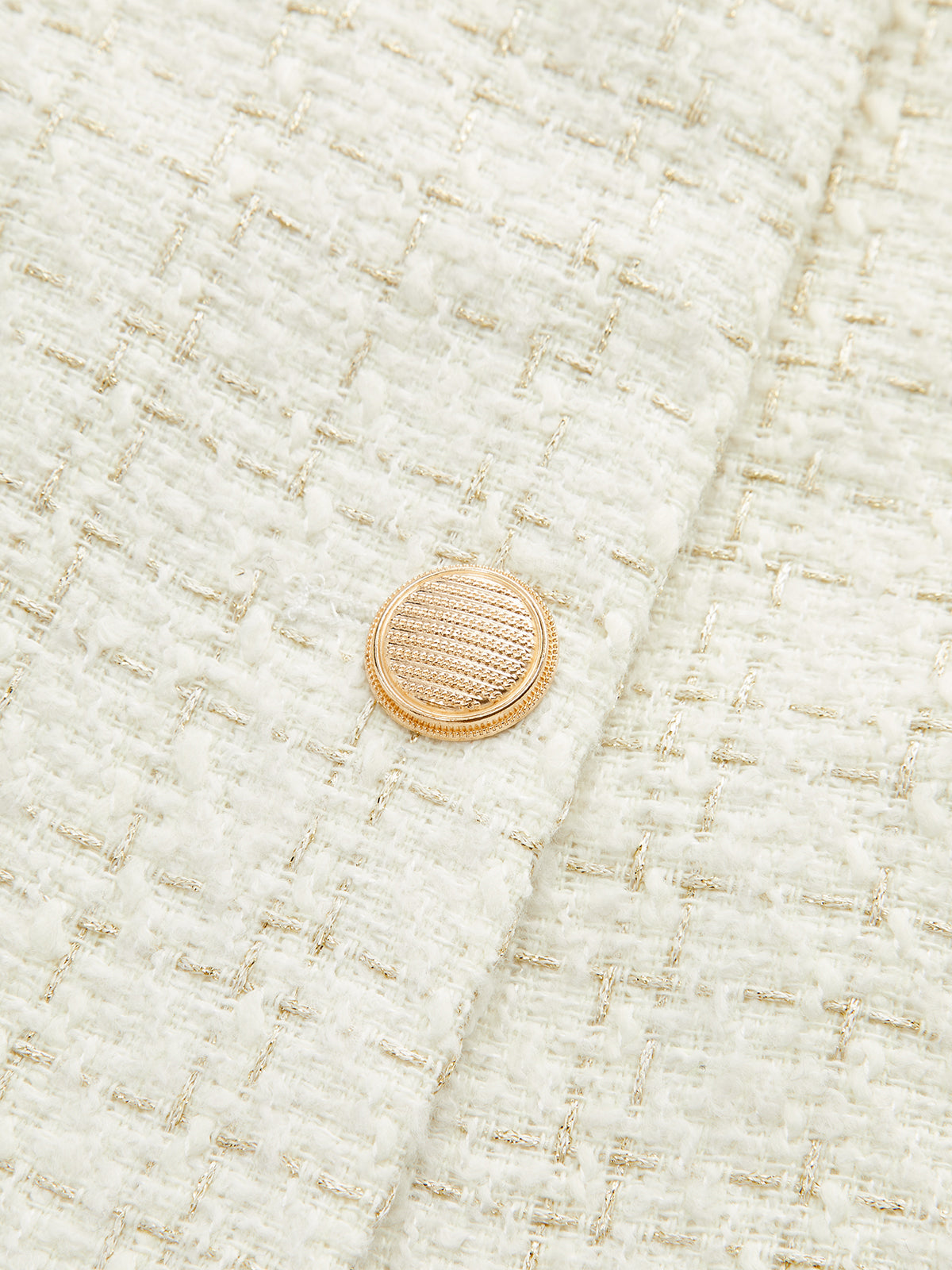 Metal Button Tweed Belted Blazer-Chicvia