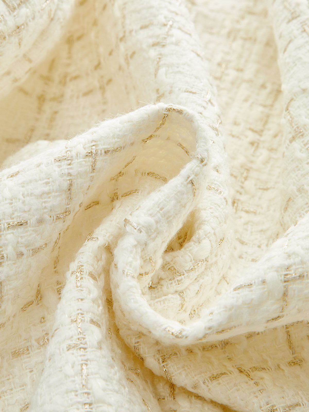 Metal Button Tweed Belted Blazer-Chicvia