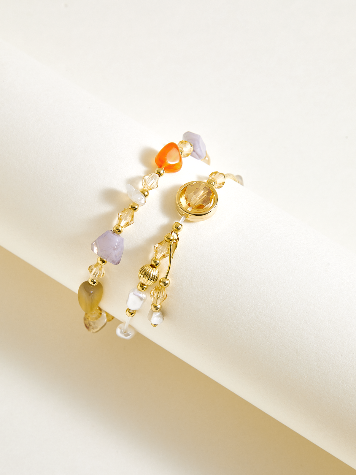Colorful Stone Double-Layered Bracelet-Chicvia