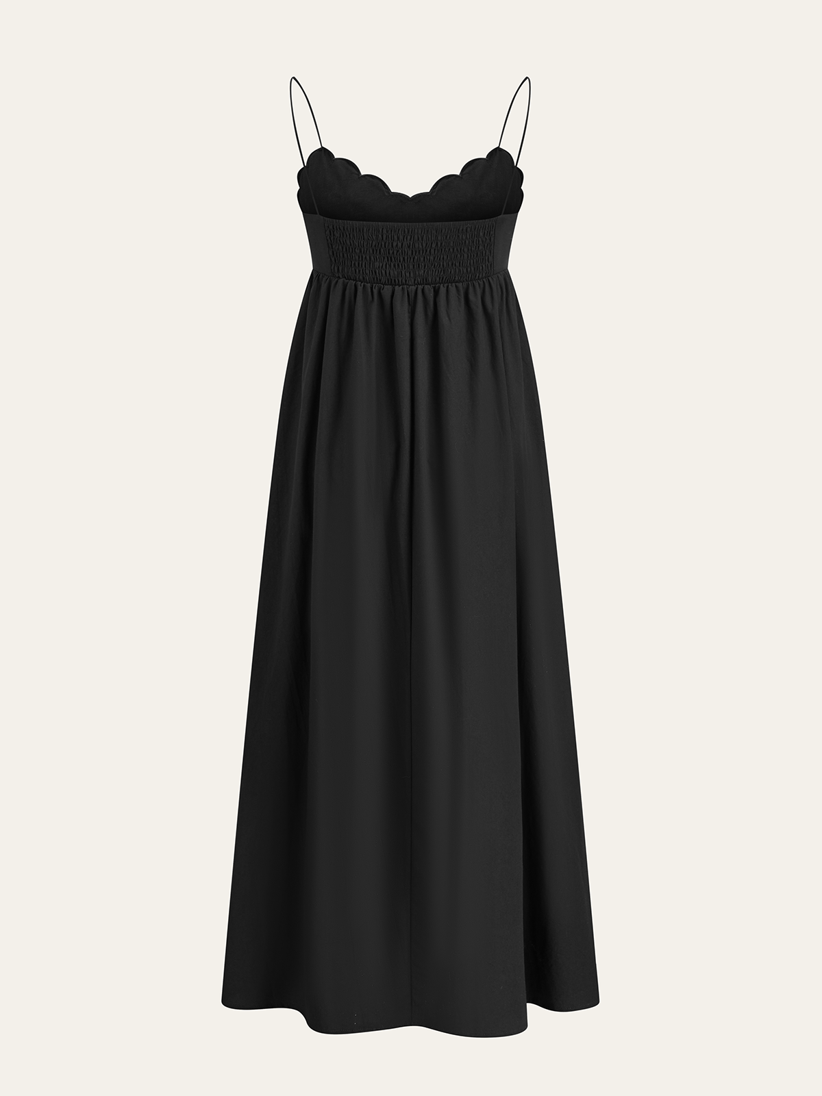 Embroidered Shirred Spaghetti Strap Long Dress-Chicvia