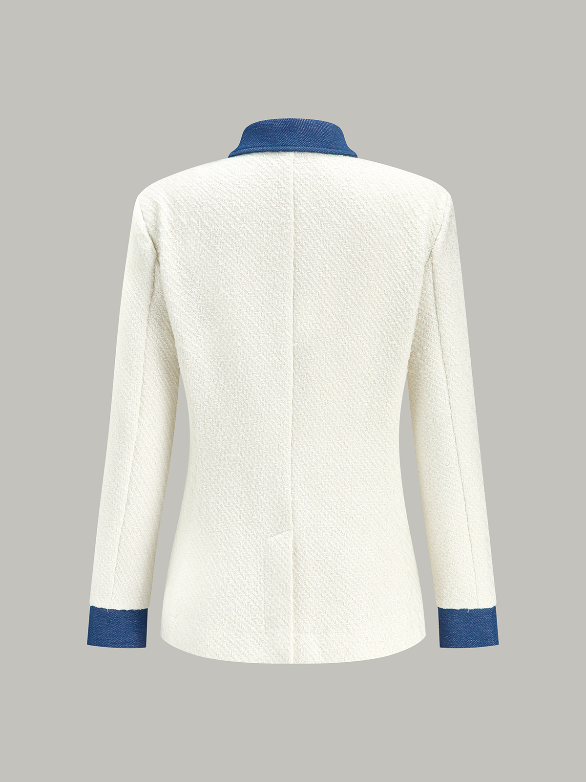 Metal Button Contrast Trim Tweed Jacket-Chicvia