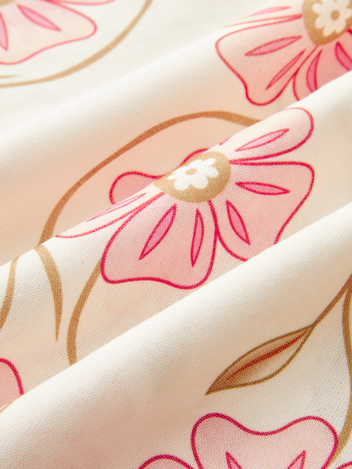 Floral Print V-Neck Backless Maxi Dress-Chicvia