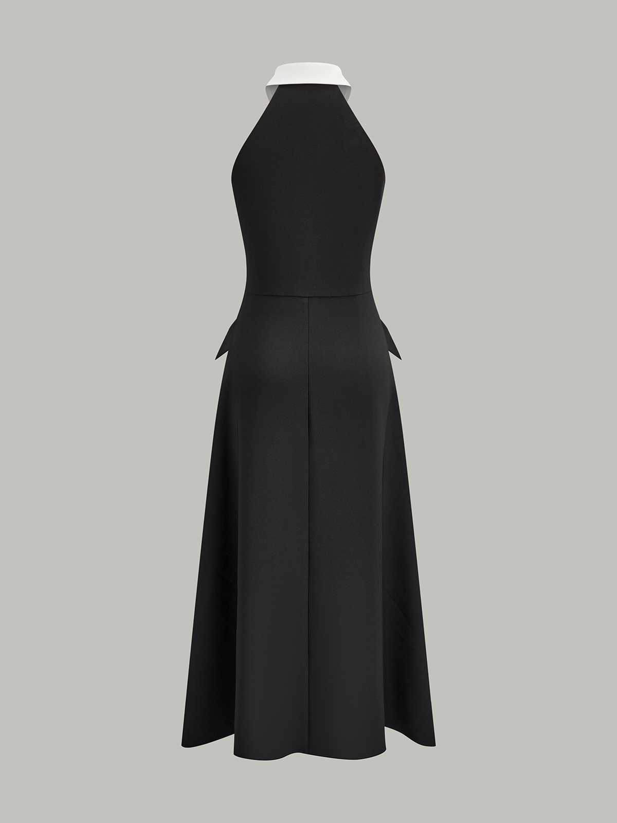 Cut-Out Contrast Collared Maxi Dress-Chicvia