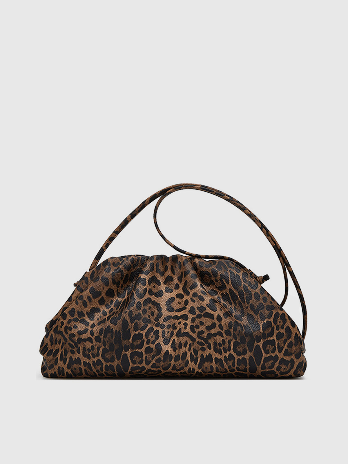 Leopard Print Ruched Cloud Bag-Chicvia