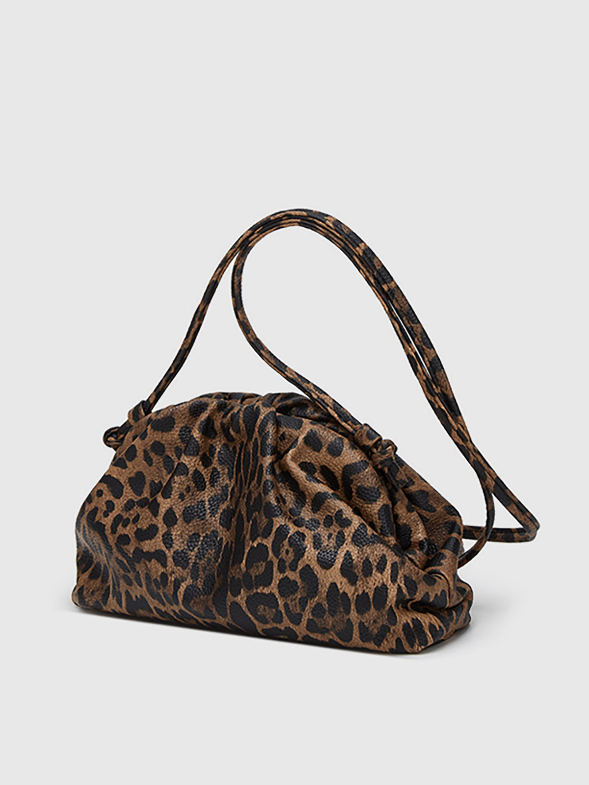 Leopard Print Ruched Cloud Bag-Chicvia