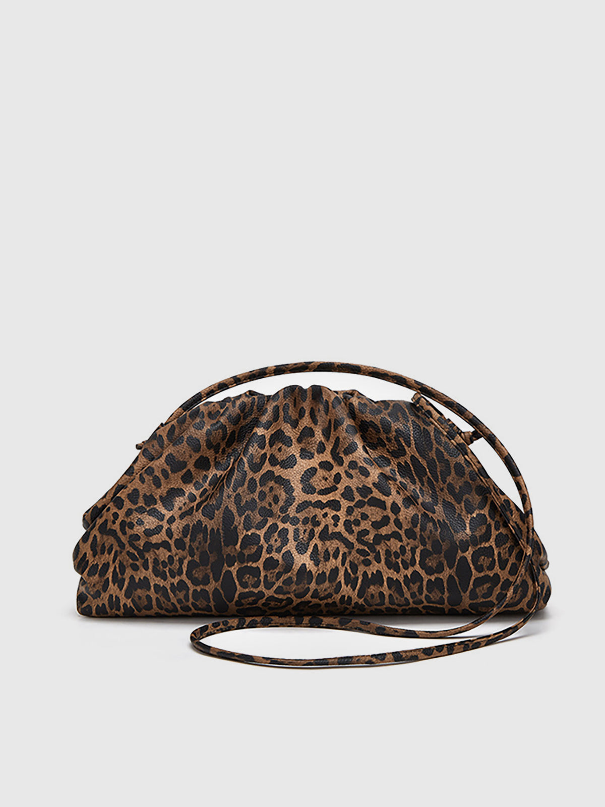 Leopard Print Ruched Cloud Bag-Chicvia