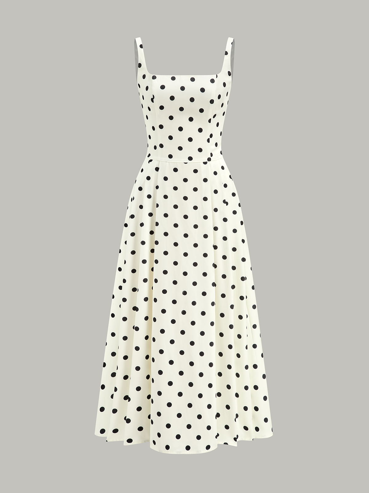 Polka Dot Square Neck Maxi Dress-Chicvia