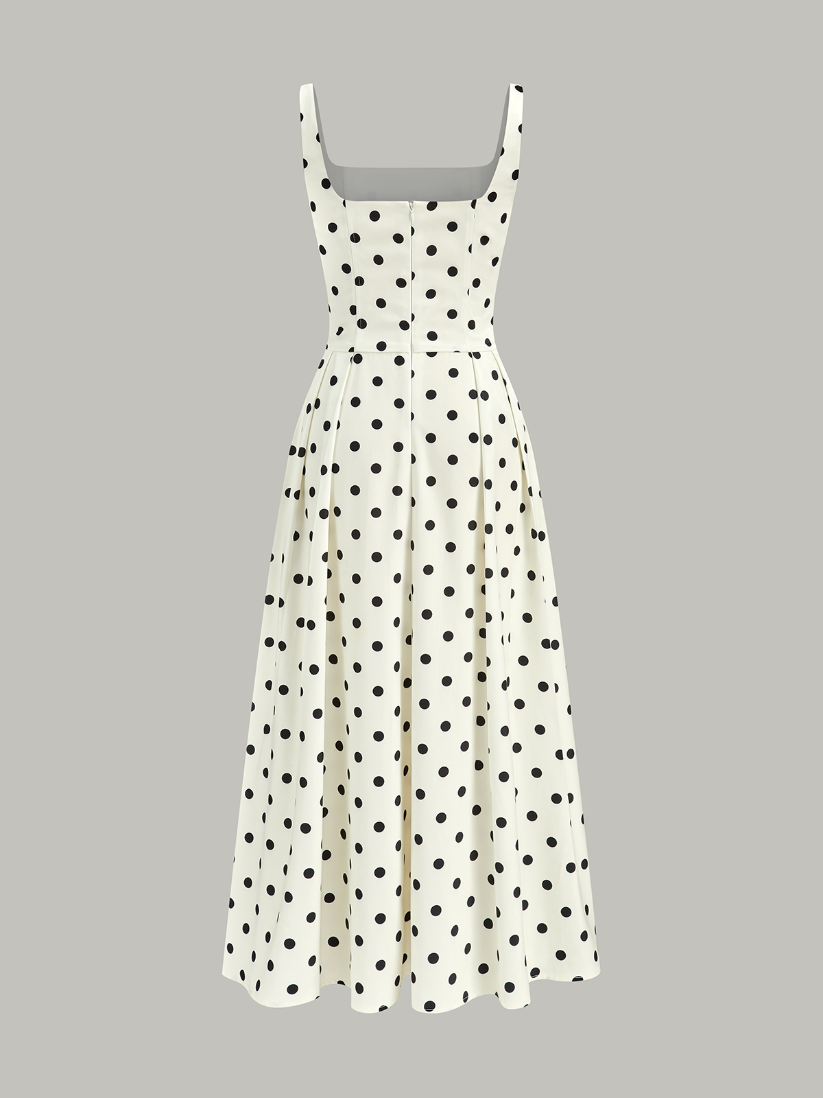 Polka Dot Square Neck Maxi Dress-Chicvia