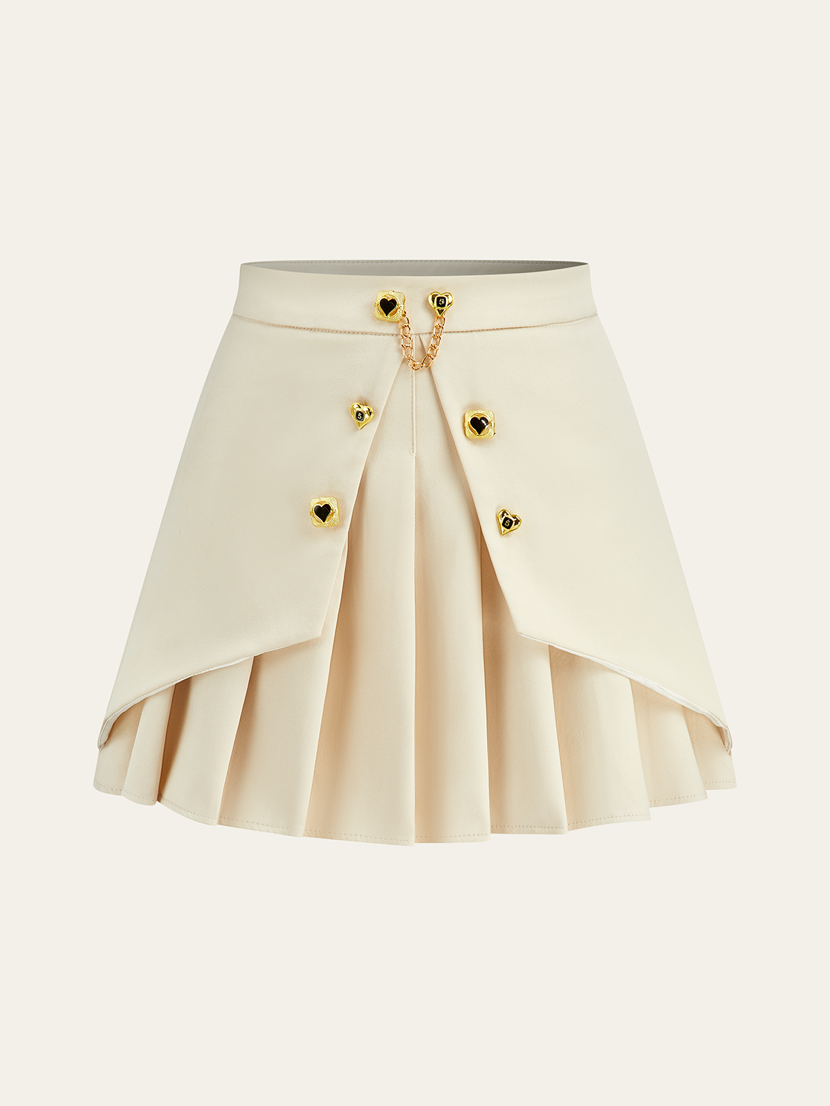 Metal Detail Pleated Mini Skirt-Chicvia