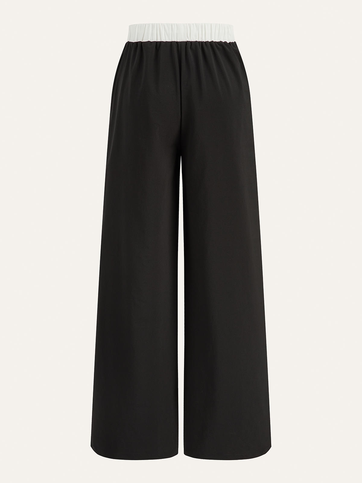 Contrast Waistband Drawstring Wide-Leg Pants-Chicvia