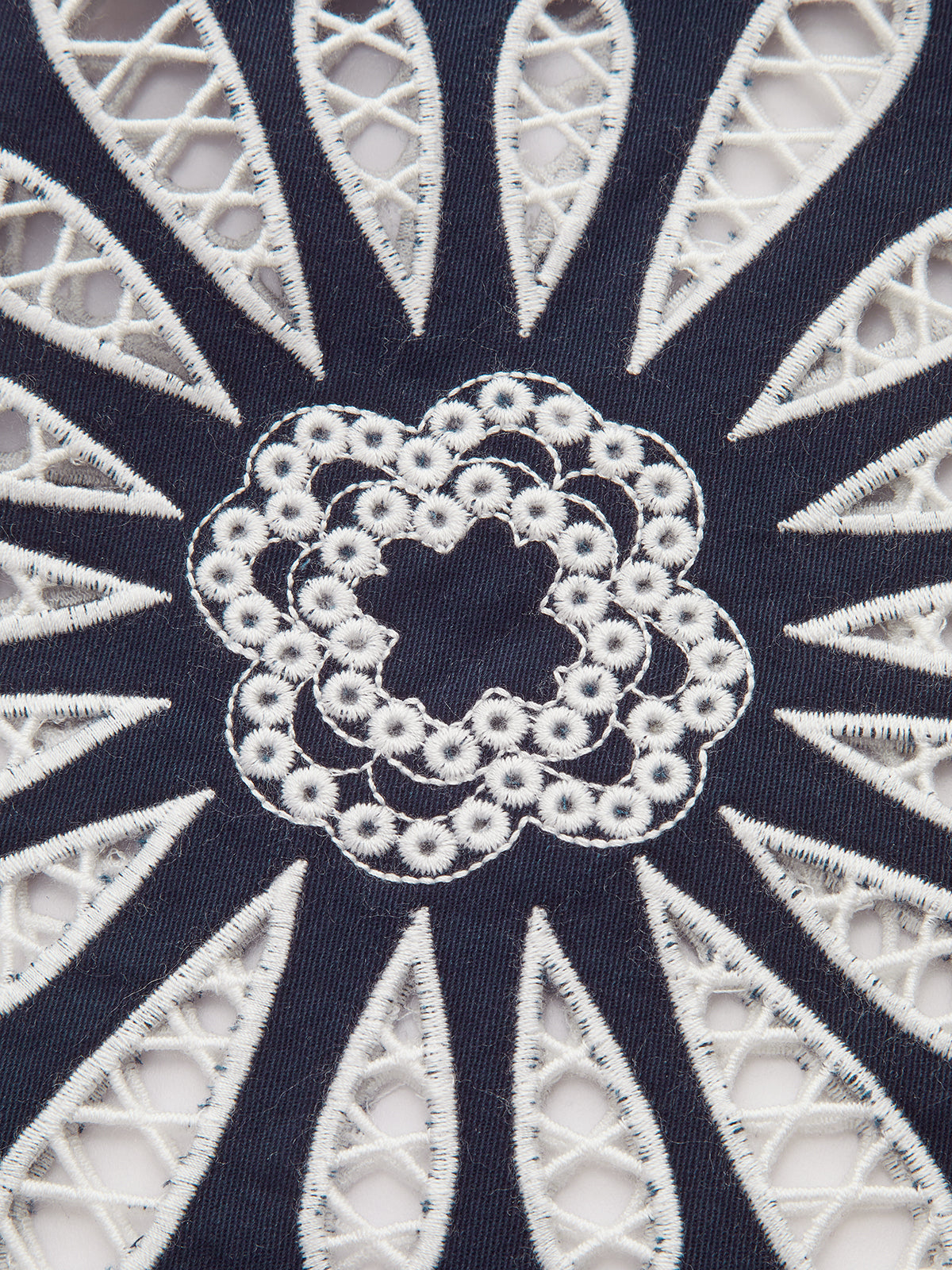 Floral Eyelet Embroidery Cotton Blend Pants-Chicvia