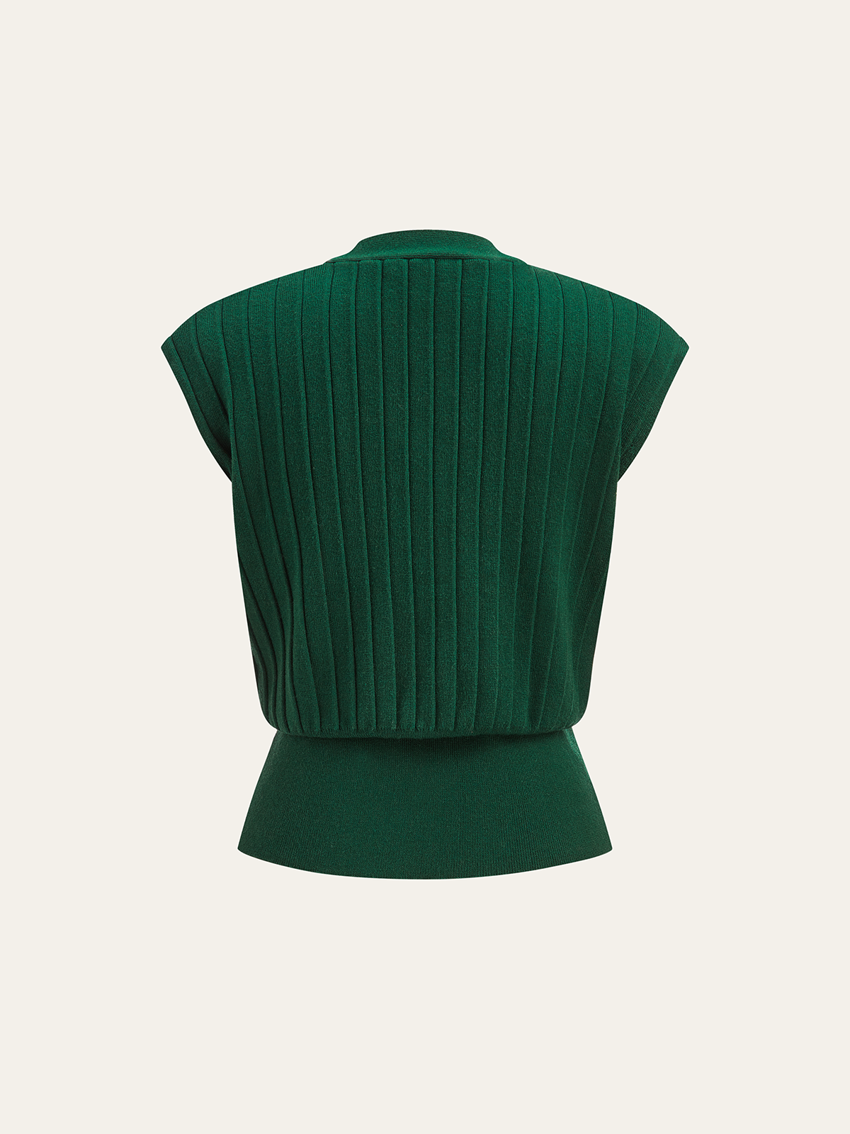 Metal Detail Cap Sleeve Ribbed Knit Vest-Chicvia