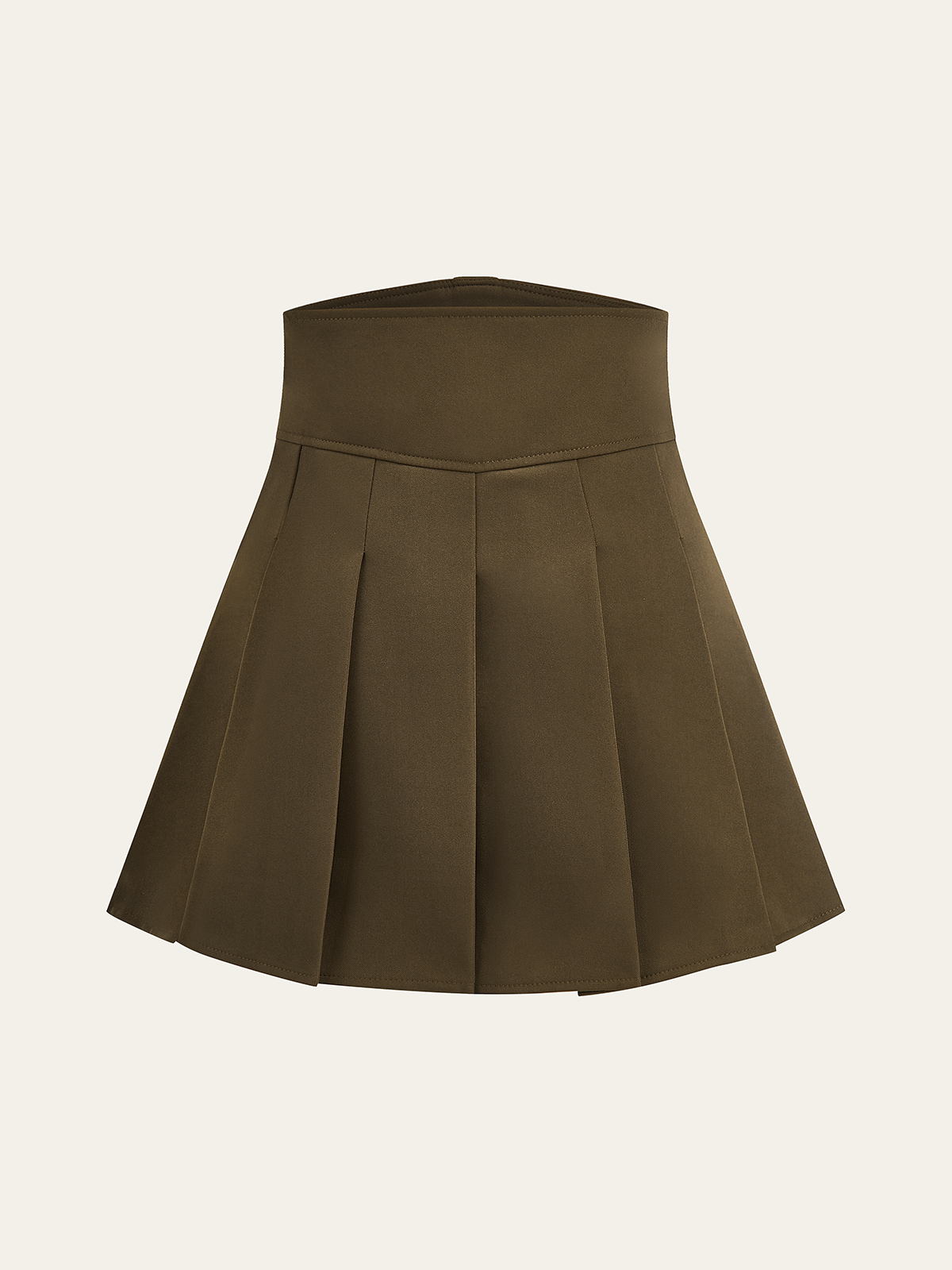 High-Waisted Pleated Mini Skirt with Decor Button-Chicvia