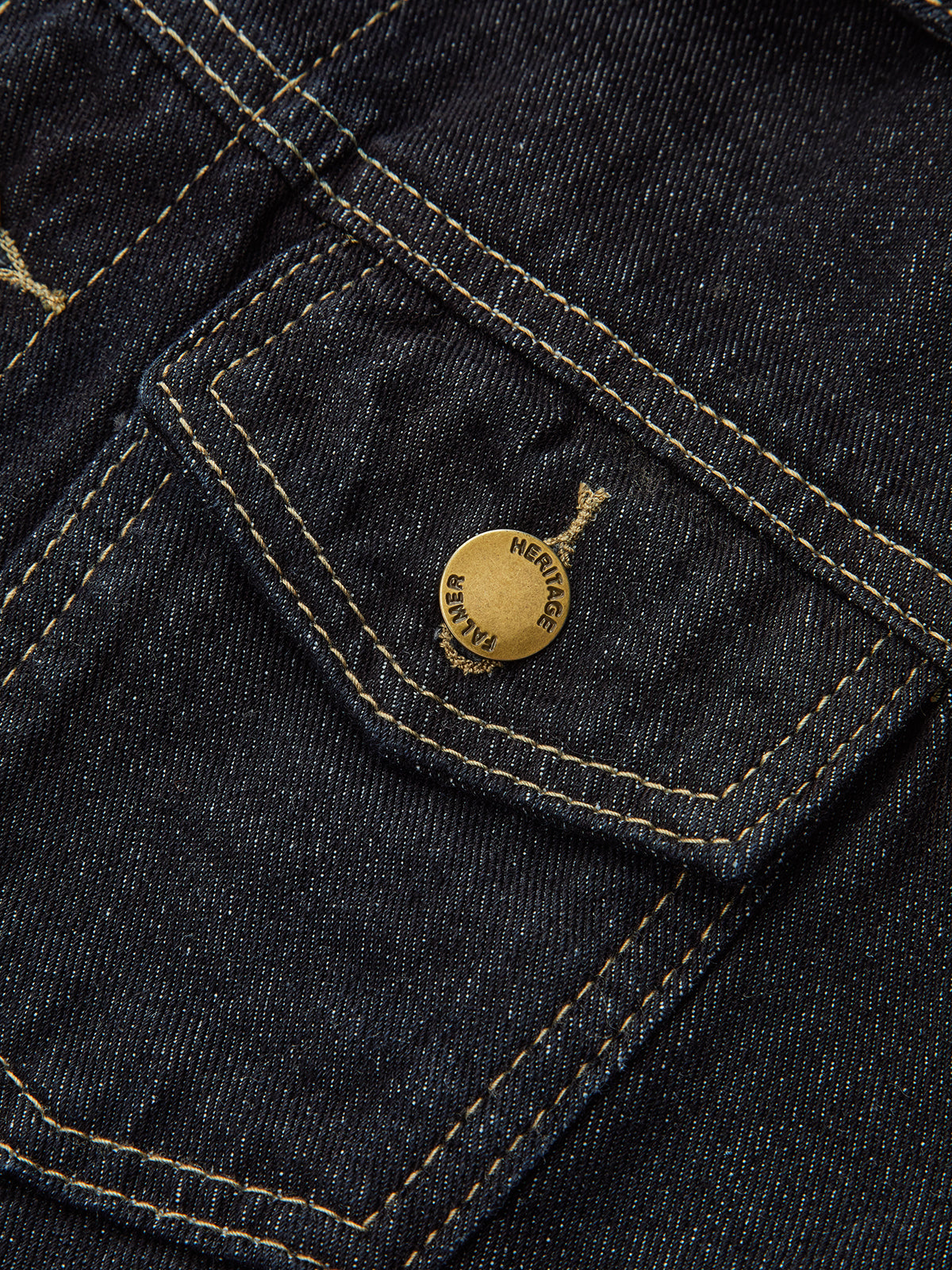 Metal Button Denim Fitted Jacket-Chicvia