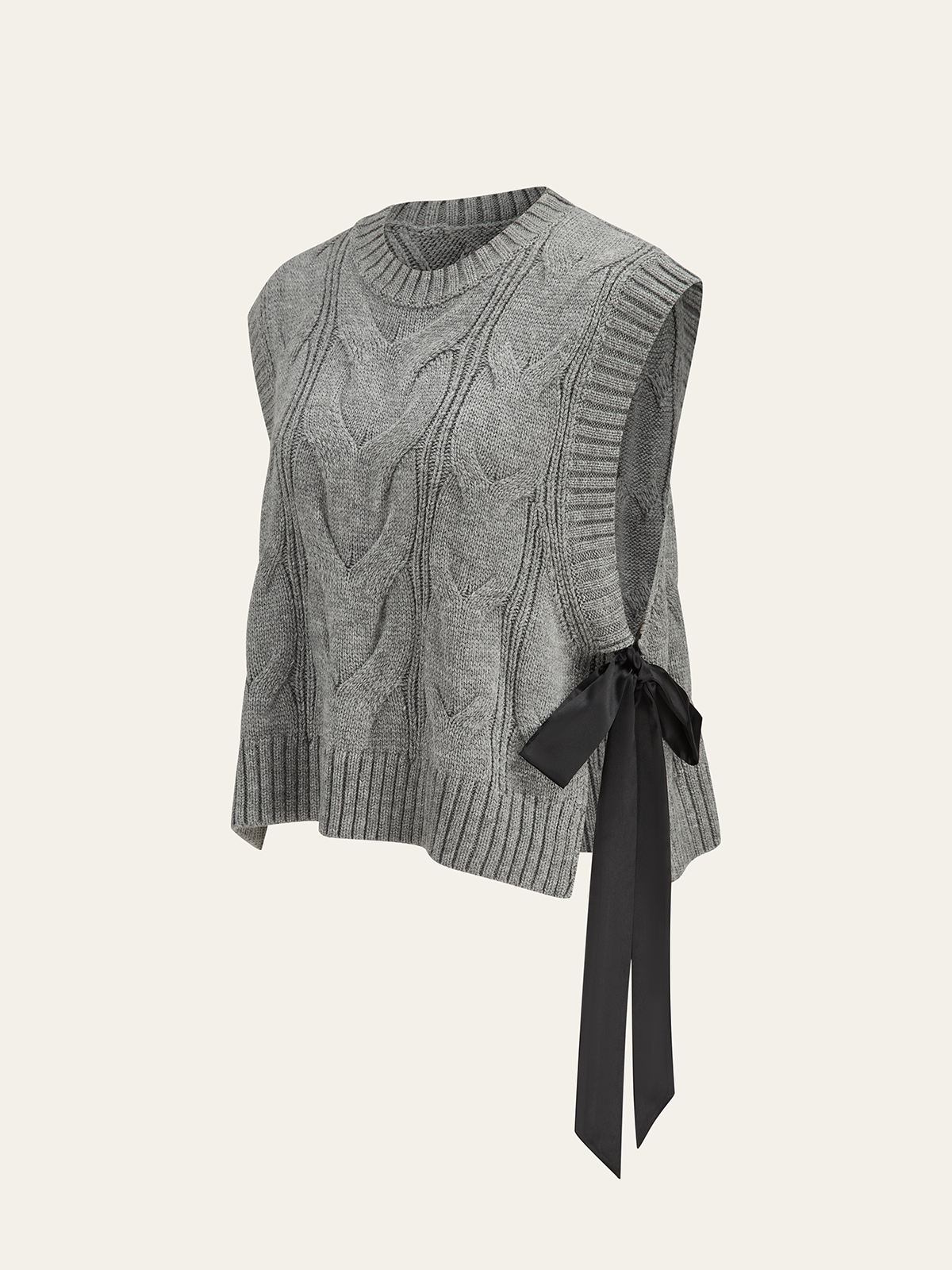 Dual-Sided Bow Cable-Knit Vest-Chicvia