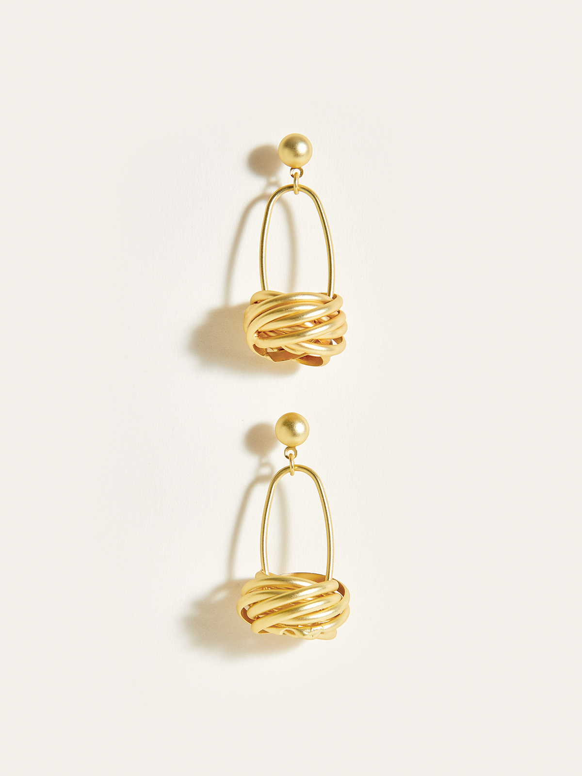 Golden Basket Drop Earrings-Chicvia