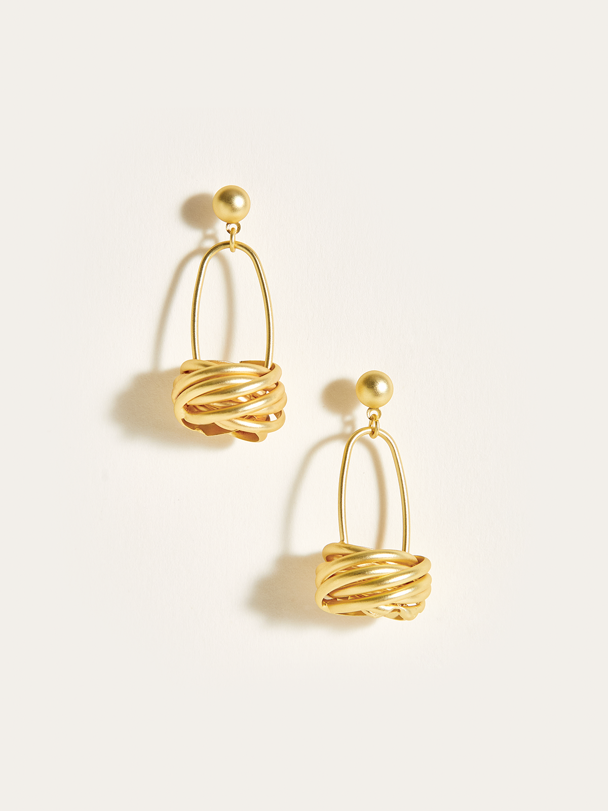 Golden Basket Drop Earrings-Chicvia
