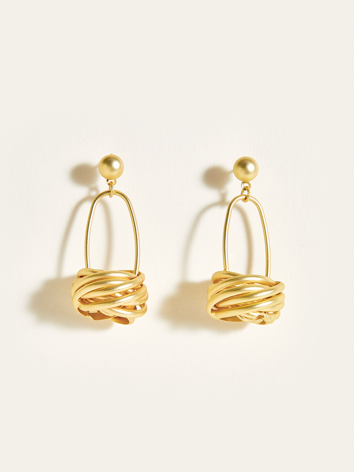 Golden Basket Drop Earrings-Chicvia