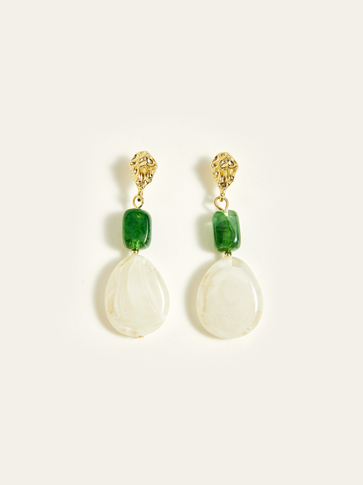 Irregular Resin Bead Drop Earrings-Chicvia