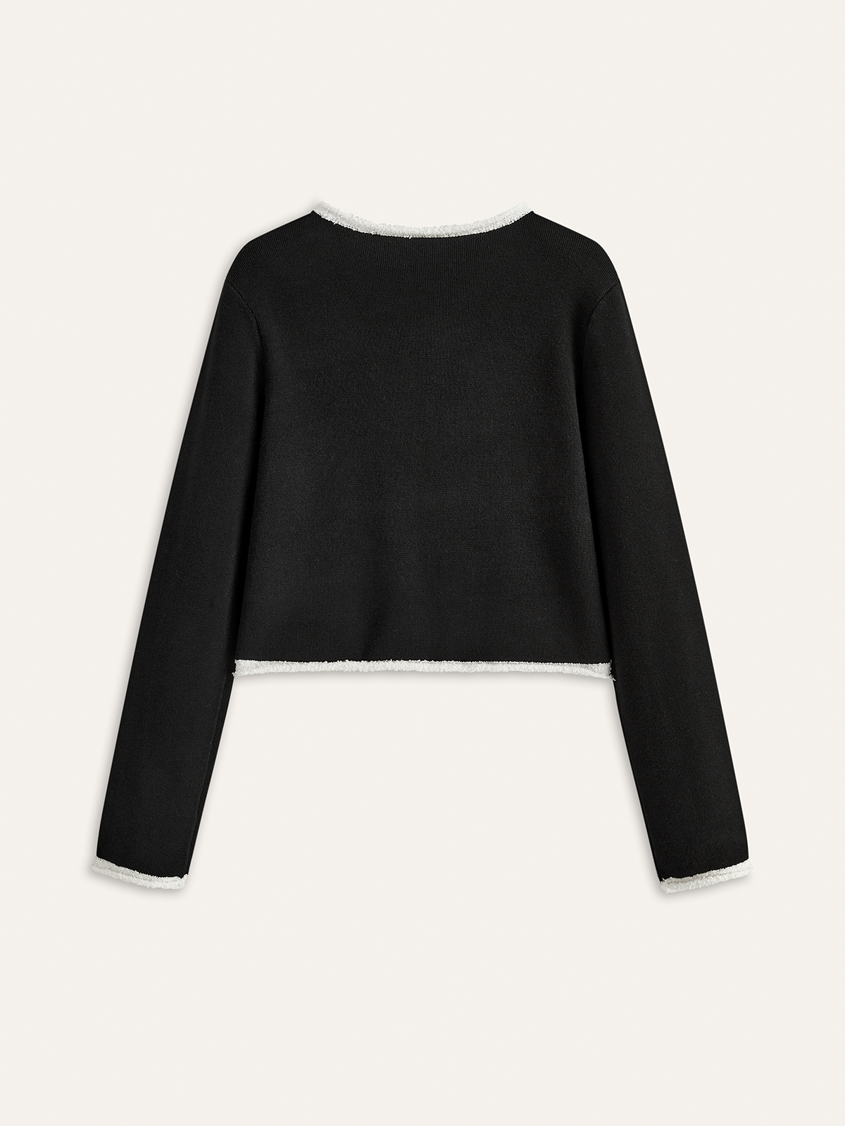 Contrast Trim Wool-Blend Cardigan-Chicvia