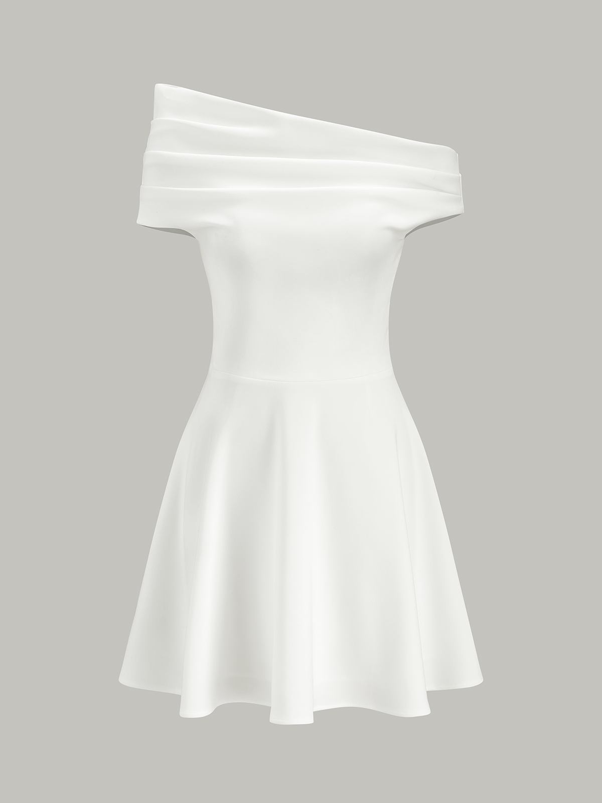 Off-Shoulder Ruched Flare Dress-Chicvia