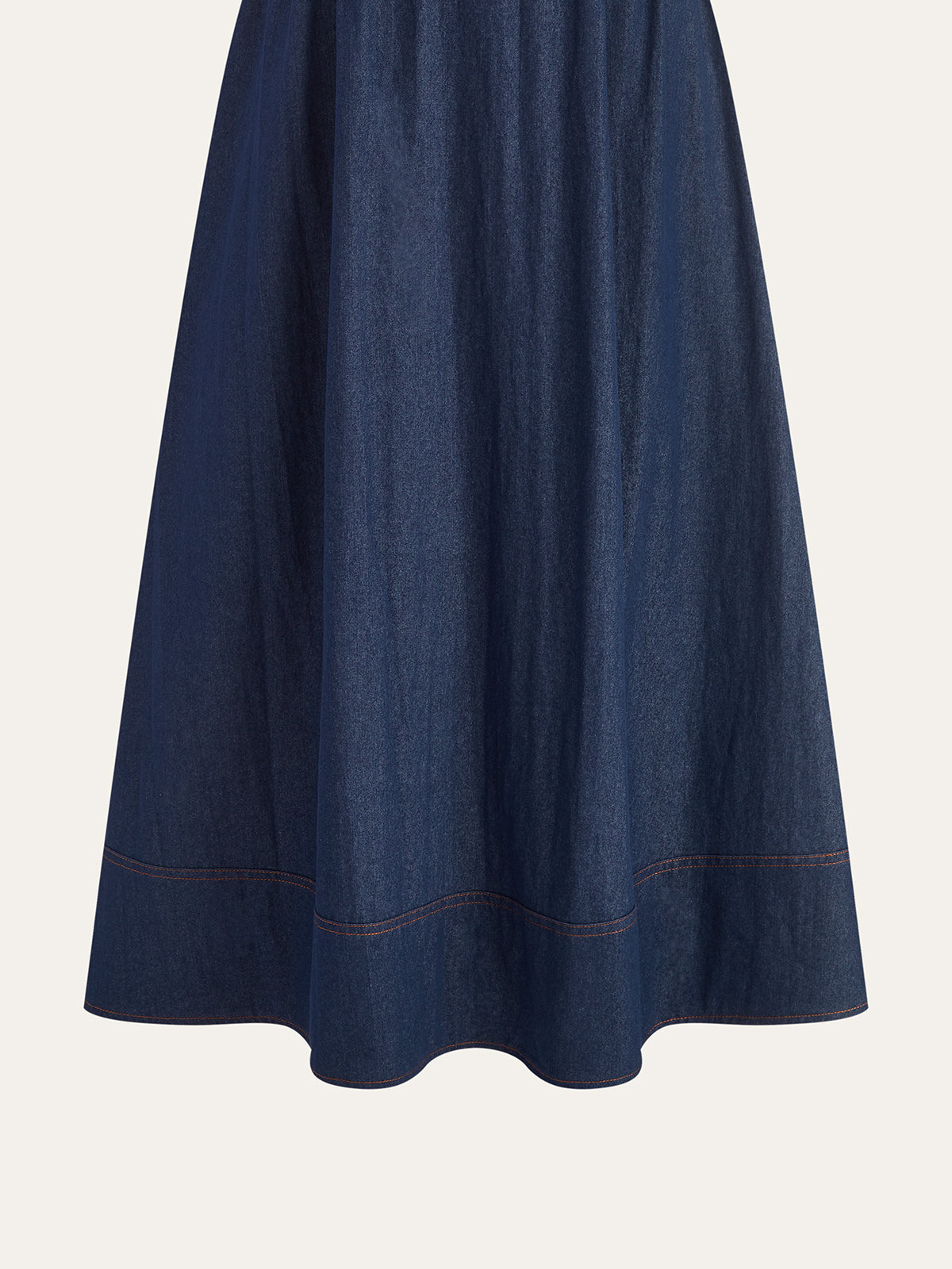 Lace Trim Denim Cami Maxi Dress-Chicvia