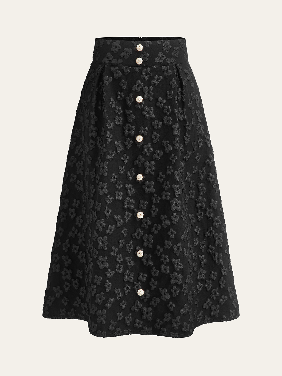 Floral Texture High Waist Skirt-Chicvia