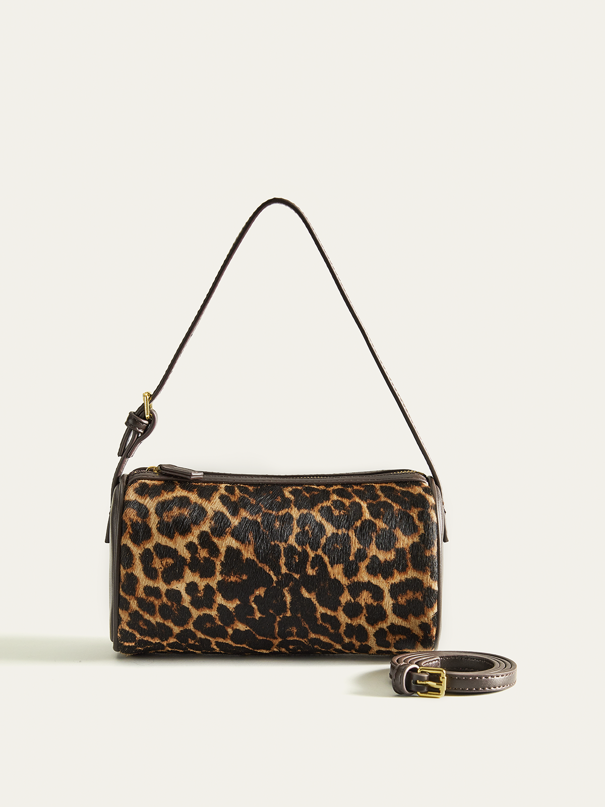 Leopard Print Barrel Bag-Chicvia