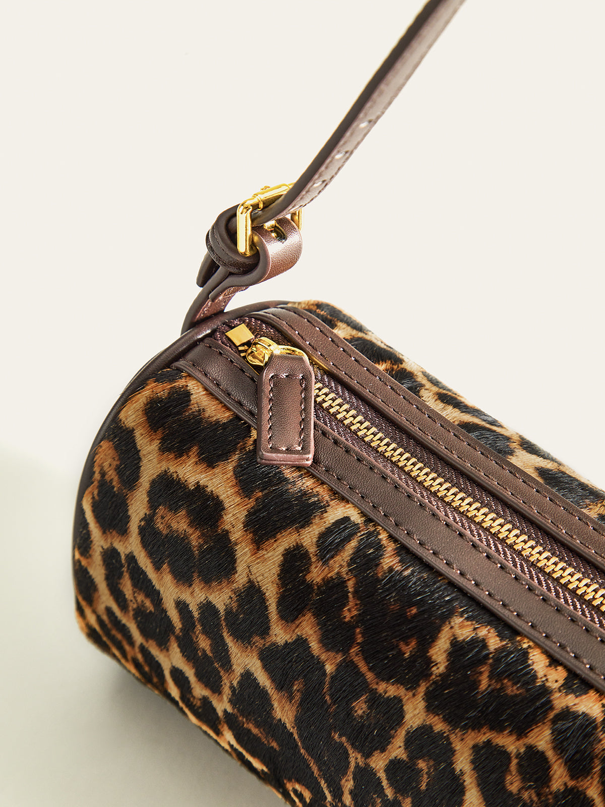 Leopard Print Barrel Bag-Chicvia