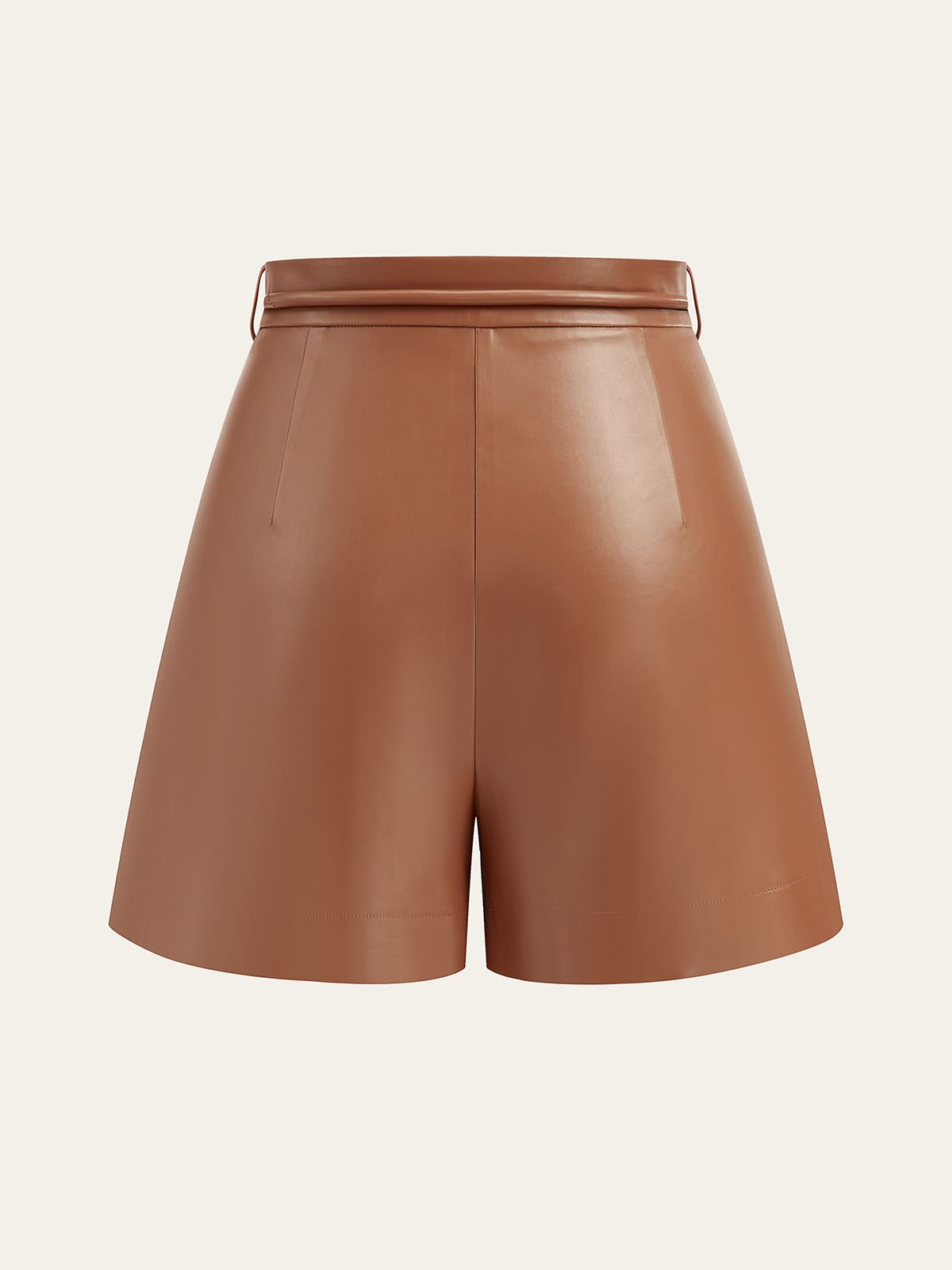 Pleated Fuax Leather Shorts-Chicvia