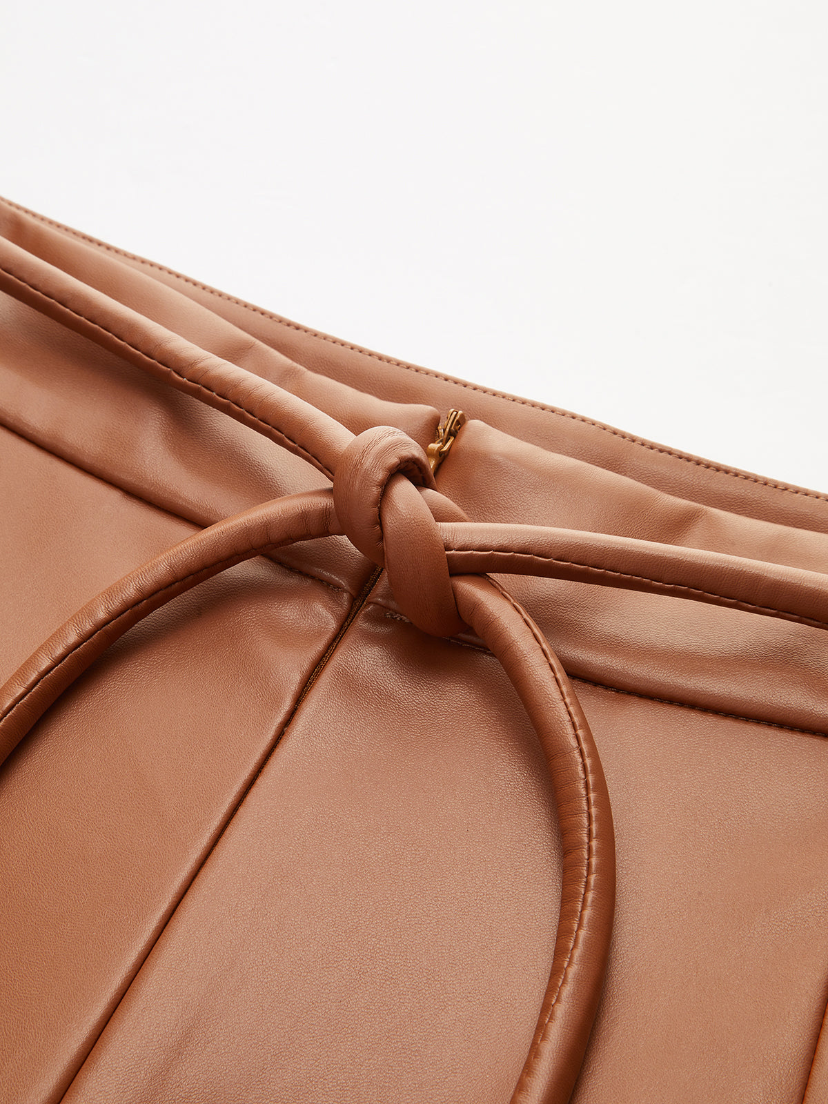 Pleated Fuax Leather Shorts-Chicvia