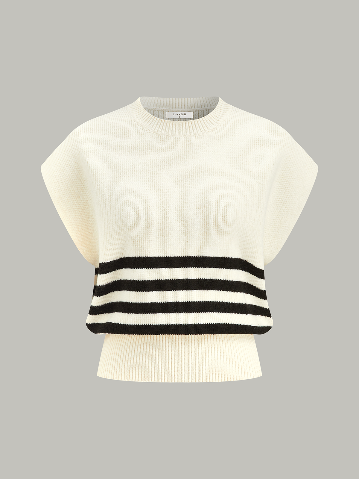 Cropped Stripe Sweater Vest-Chicvia
