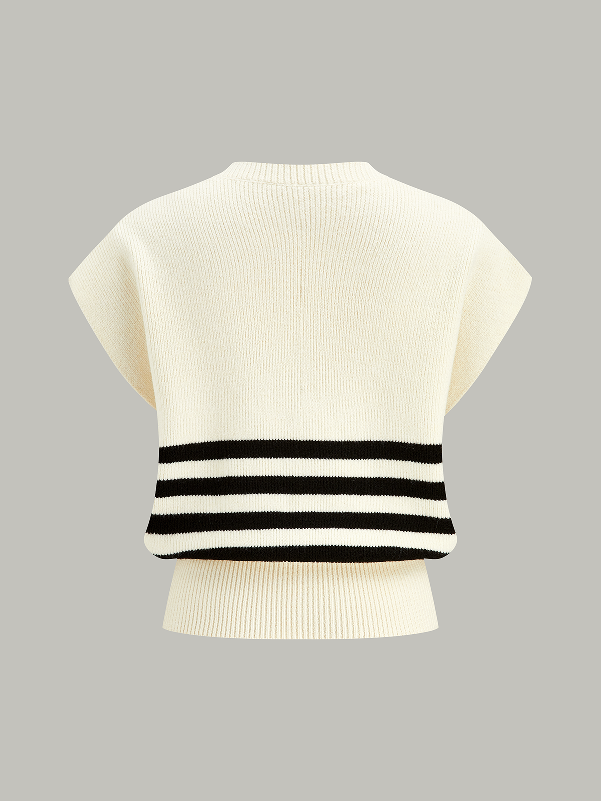 Cropped Stripe Sweater Vest-Chicvia