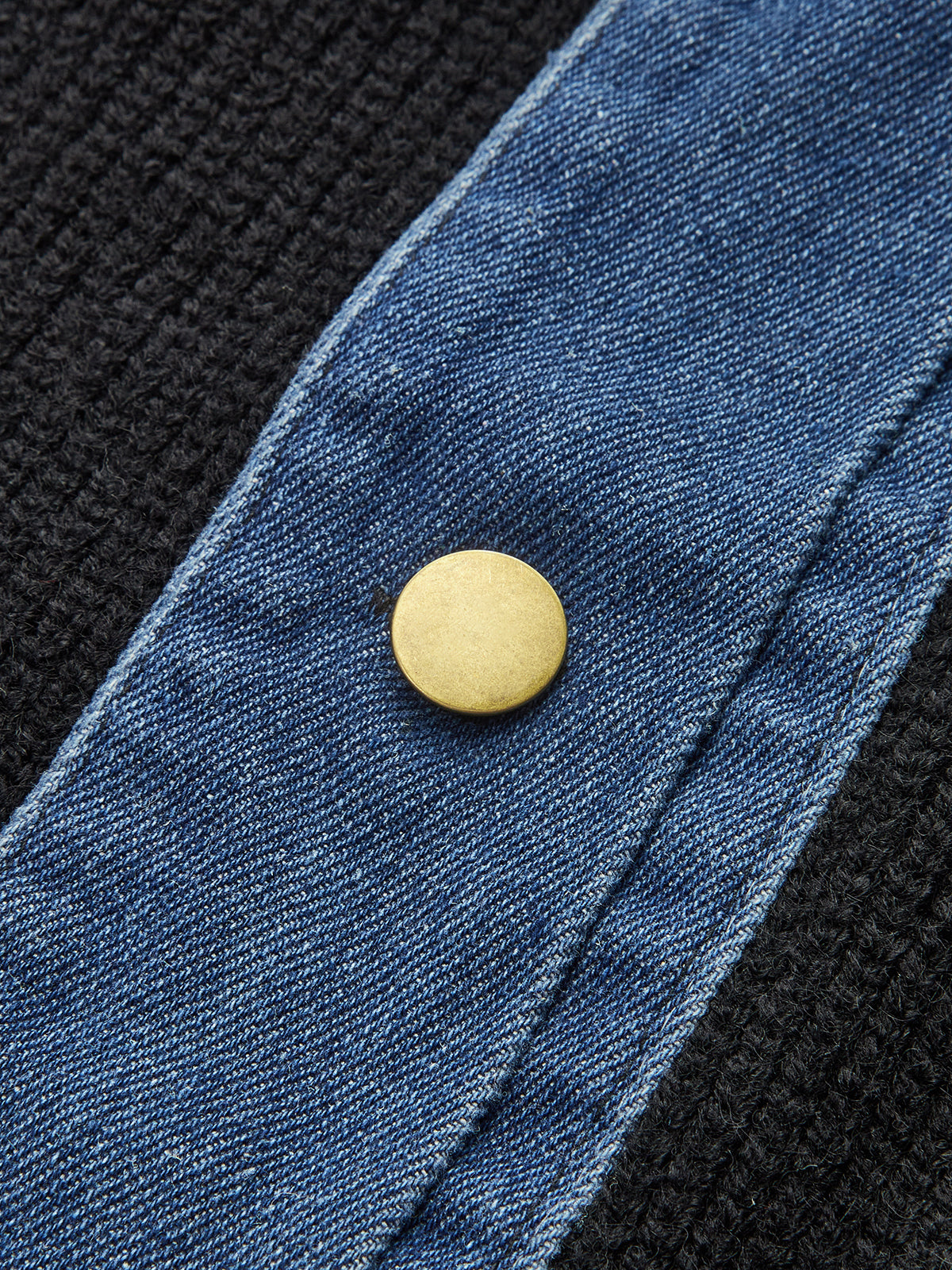 Denim Panel Knit Cardigan-Chicvia