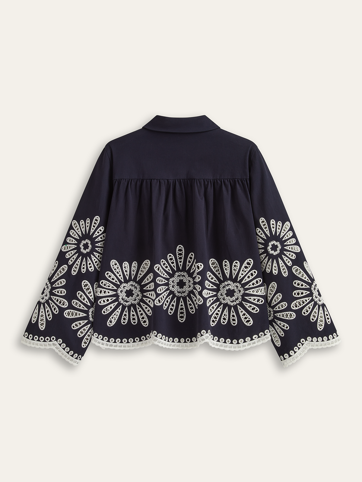 Floral Eyelet Embroidery Cotton Blend Blouse-Chicvia