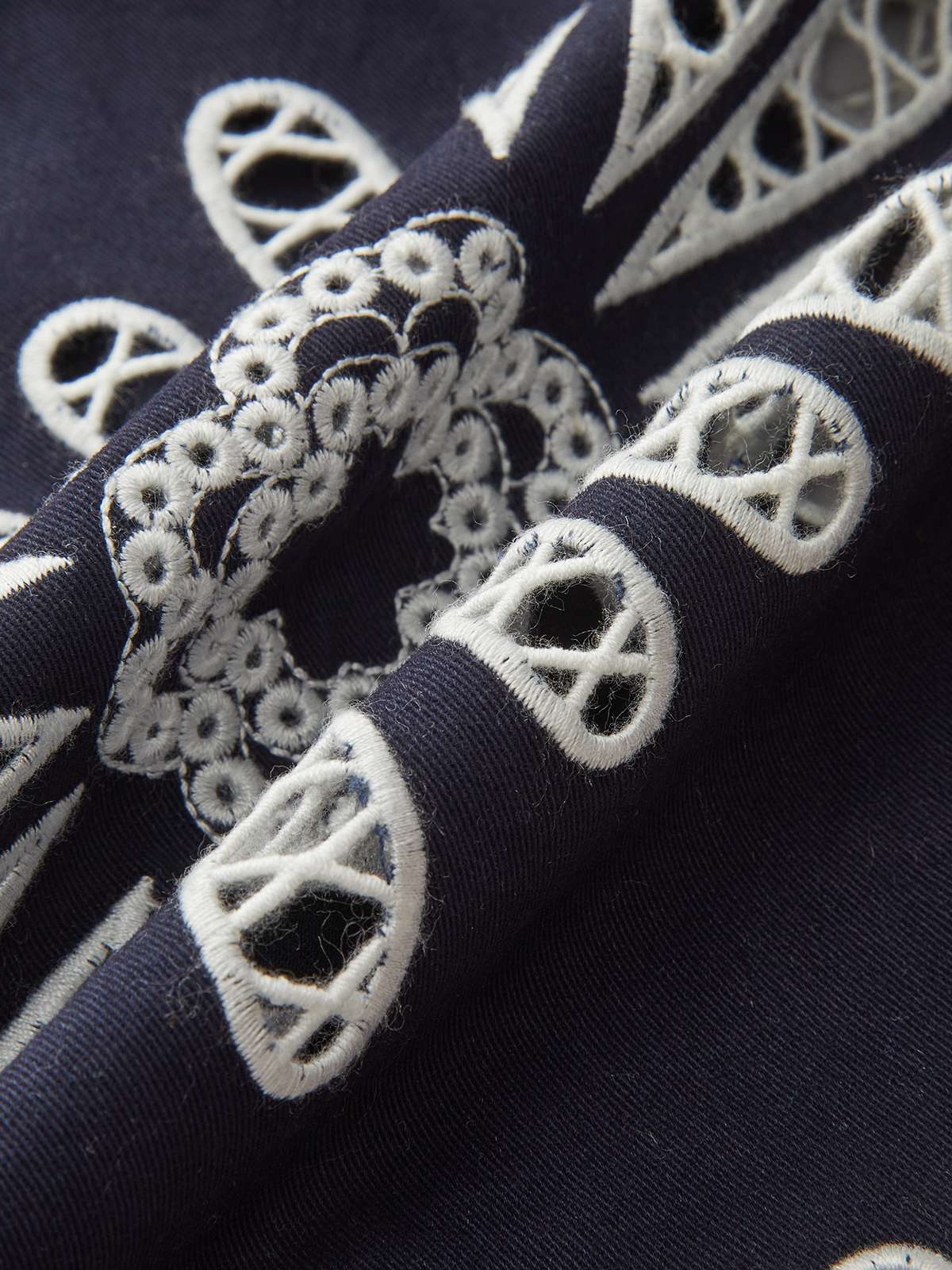 Floral Eyelet Embroidery Cotton Blend Blouse-Chicvia