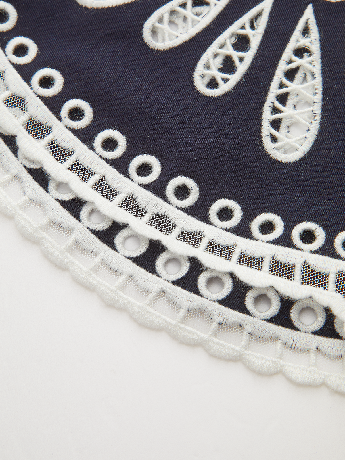 Floral Eyelet Embroidery Cotton Blend Blouse-Chicvia